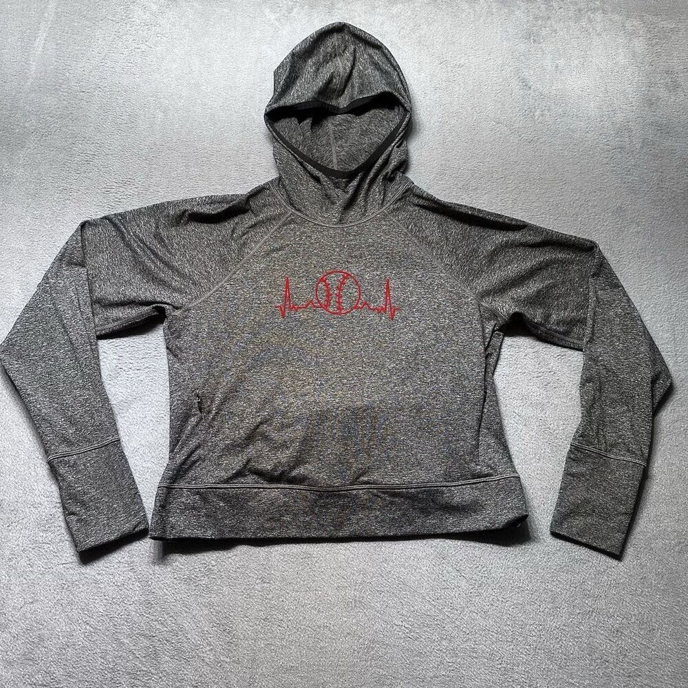 Old Navy Active Womens Hoodie L Gray CozeCore Go-Dry Long Sleeve Graphic